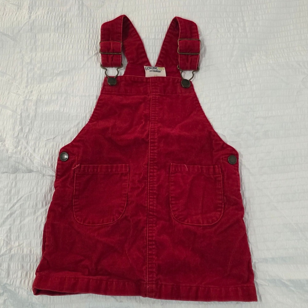 Genuine Kids from OshKosh Red Corduroy Jumper Dress Toddler Girls 2T Overall